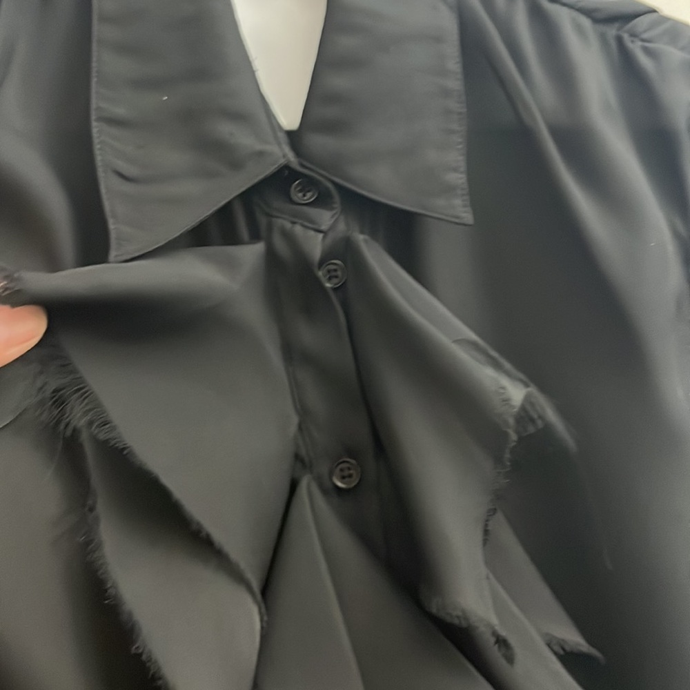 Aqua Ruffle Front Button Down Top - image 5